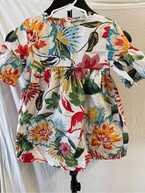 Zara Girls Floral Cotton Dress in White, Red, Green, Blue, Yellow